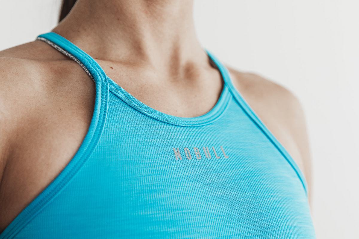 Nobull Halter Neon Ribbed Women's Tank Tops Blue | Australia (TC7924)